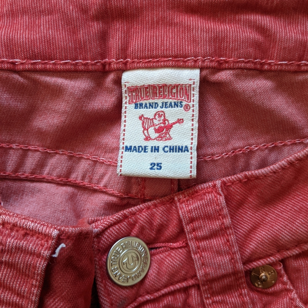 True Religion Orange Corduroy Skinny GUC - Picture 4 of 6